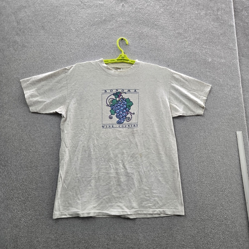 VINTAGE Wine Country Men Shirt XL (46-48) Gray 90s Single Stitch Sonoma READ